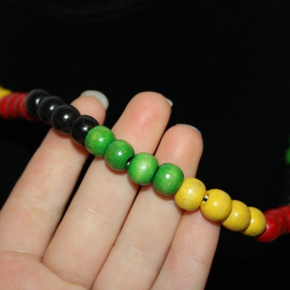 Beautiful Rastafarian Wooden beaded necklace 21" - Picture 4 of 6